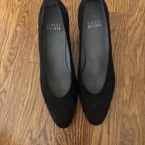 Stuart Weitzman Size 7.5 Slim Block Heel Pumps, Black Suede, Excellent Condition